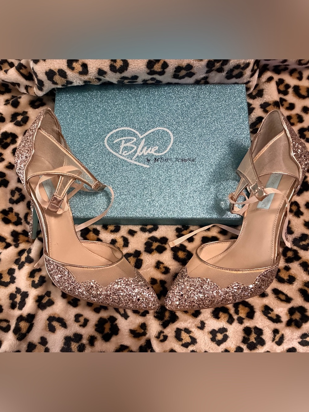 Betsey Johnson Stela Champagne Glitter Heels